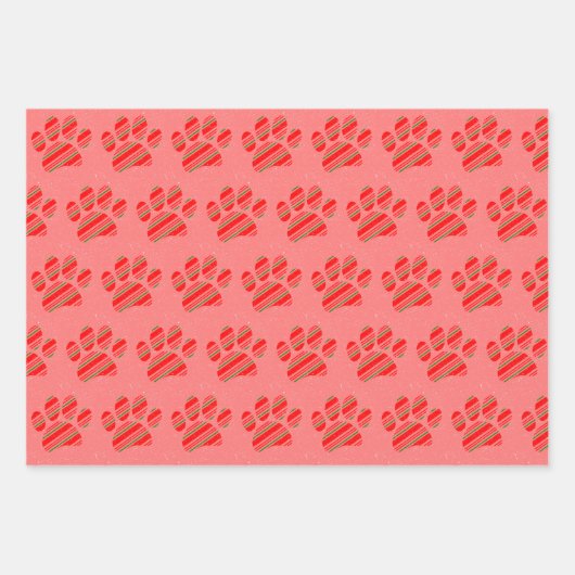 Candy Cane Dog Paw Patroon Oud Papier Print Inpakpapier Vel (Voorkant 2)