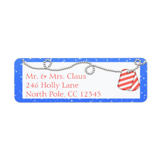 Candy Cane Dog Tags Retouradres labels
