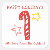 Candy Cane Doodle CHRISTMAS Holiday To From Label (Voorkant)