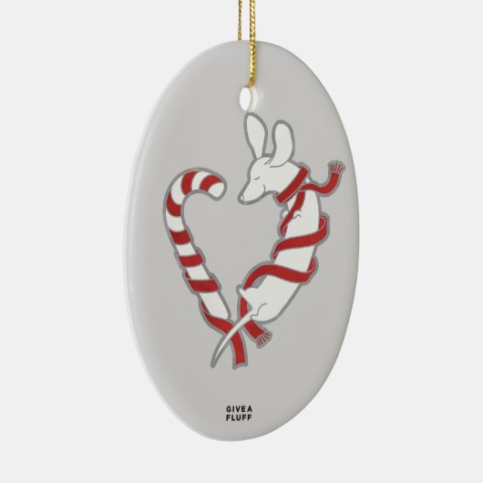 Candy Cane Doxie Keramisch Ornament (Rechts)