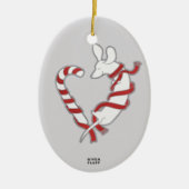 Candy Cane Doxie Keramisch Ornament (Voorkant)