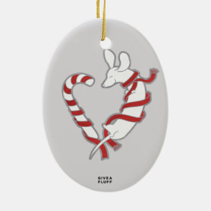 Candy Cane Doxie Keramisch Ornament