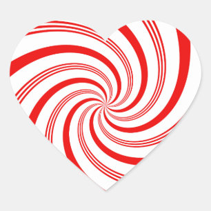 Candy Cane Draai Hart Sticker