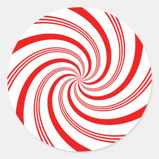 Candy Cane Draai Ronde Sticker (Voorkant)