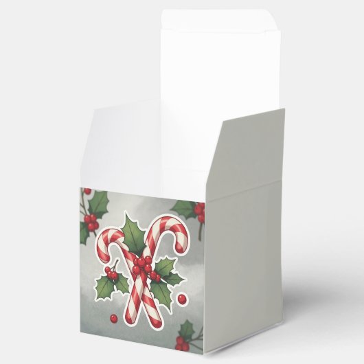 Candy Cane Duo With Holly And Berries Bedankdoosjes (Geopend)