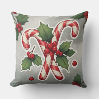 Candy Cane Duo With Holly And Berries Kussen