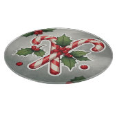 Candy Cane Duo With Holly And Berries Snijplank (Hoek)