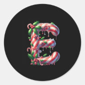 Candy Cane E Christmas Holly Delight Tank Top  Ronde Sticker (Voorkant)
