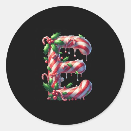 Candy Cane E Christmas Holly Delight Tank Top  Ronde Sticker (Voorkant)