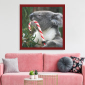 Candy Cane Eating Candy Cute Koala Canvas Afdruk (Insitu (Woonkamer))