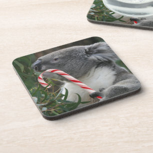 Candy Cane Eating Candy Cute Koala Drankjes Onderzetter