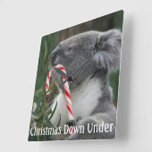 Candy Cane Eating Candy Cute Koala Vierkante Klok (Hoek)