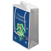 Candy Cane Elf Gift Bag Klein Cadeauzakje (Voorkant Gekanteld)