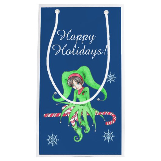 Candy Cane Elf Gift Bag Klein Cadeauzakje (Voorkant)