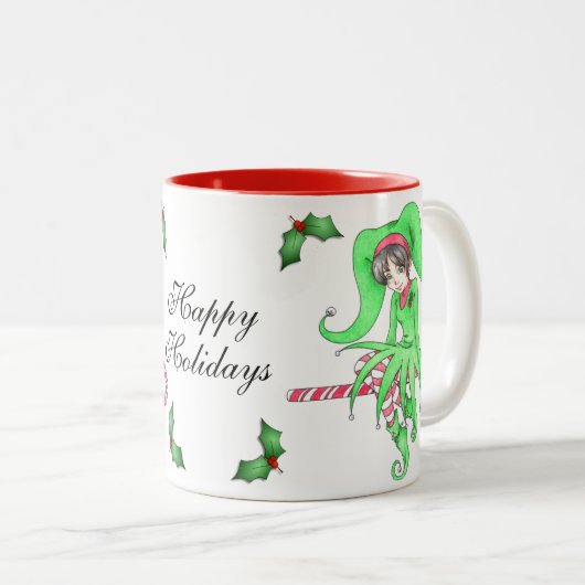 Candy Cane Elf Holiday Mok (Voorkant rechts)