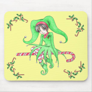 Candy Cane Elf Holiday Mousepad Muismat