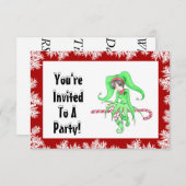 Candy Cane Elf Holiday Party Invitation Kaart (Voorkant / Achterkant)