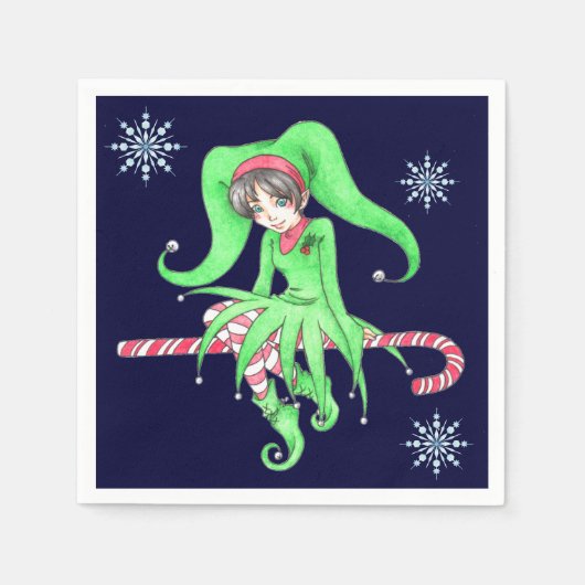 Candy Cane Elf Papier servetten (Voorkant)