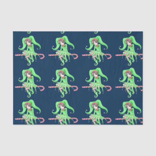 Candy Cane Elf Tissue Paper Tissuepapier (Voorkant)