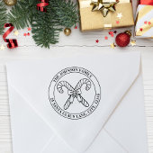 Candy Cane en Bow Family Embleem + Adres Rubberstempel