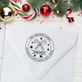 Candy Cane en Bow Family Embleem + Adres Rubberstempel