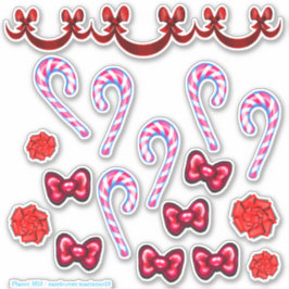 Candy Cane En Bow Sticker Set