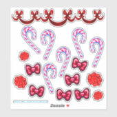 Candy Cane En Bow Sticker Set (Vel)