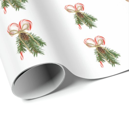 Candy Cane en Dennenboeket Cadeaupapier (Rol Hoek)
