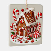 Candy Cane en Holiday Delights Gingerbread House Keramisch Ornament (Rechts)