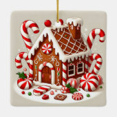 Candy Cane en Holiday Delights Gingerbread House Keramisch Ornament (Achterkant)