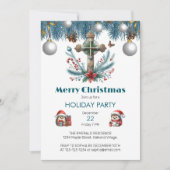 Candy Cane en Holly Cross Kerstmis Kaart (Voorkant)