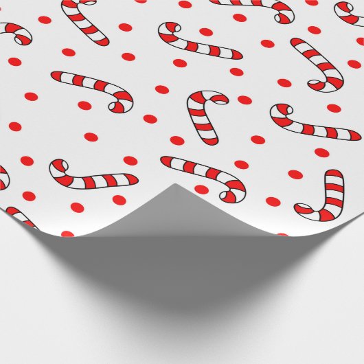 Candy Cane en Polka Dot kerstpatroon Cadeaupapier (Hoek)