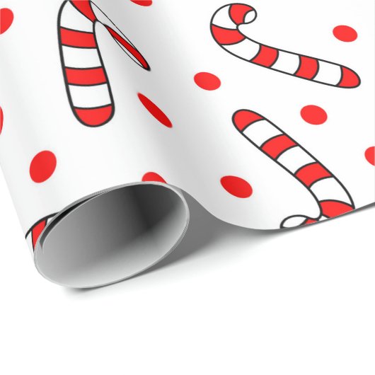 Candy Cane en Polka Dot kerstpatroon Cadeaupapier (Rol Hoek)