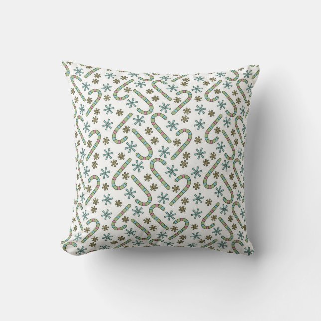 Candy Cane en Snowflake Pillow Kussen (Voorkant)