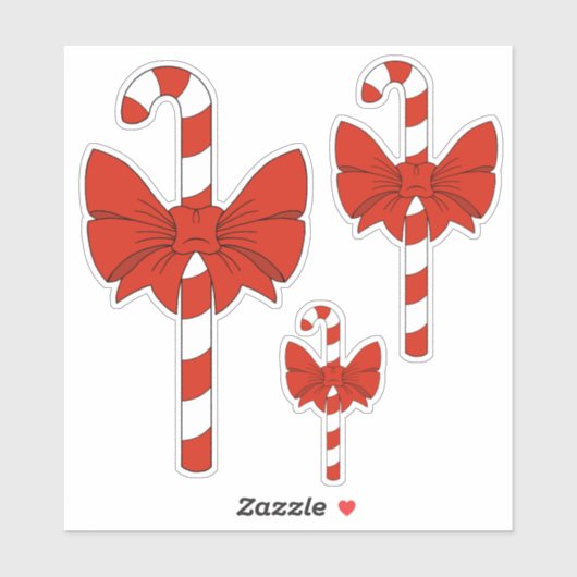 Candy Cane en Strik Sticker (Vel)