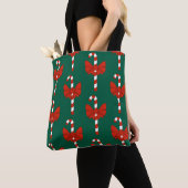 Candy Cane en Strik Tote Bag (Dichtbij)
