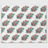 Candy Cane en wintergroen | Kerstmis Cadeaupapier (Vlak)