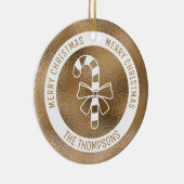 Candy Cane - Faux Golden Folie look (geen echte Fo Keramisch Ornament (Rechts)