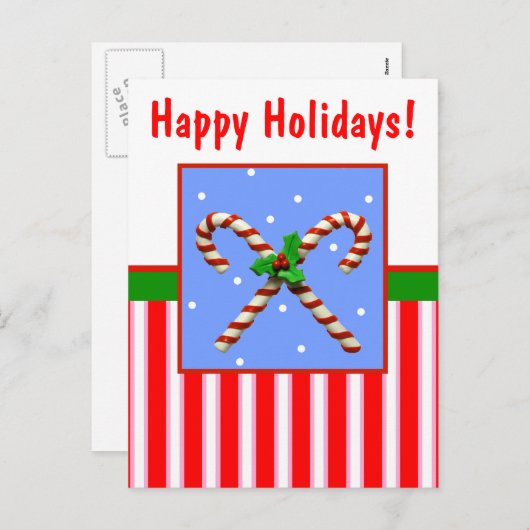 Candy Cane Feestdagenkaart (Voorkant / Achterkant)