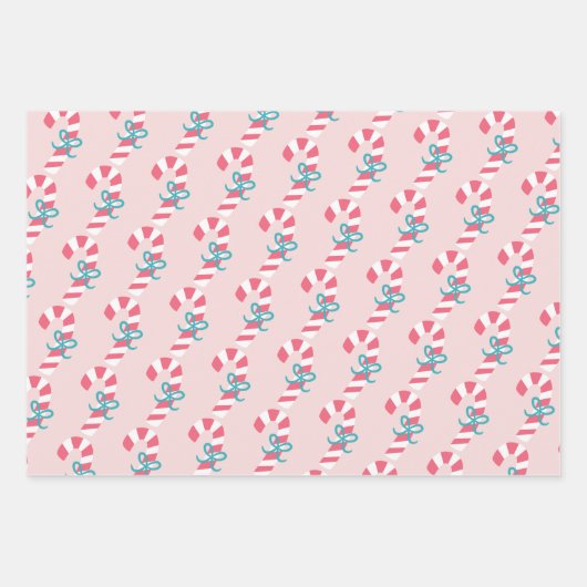 Candy Cane & Flamingos - Tropische kerst Inpakpapier Vel (Voorkant)
