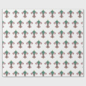 Candy Cane Fleur de Lis inpakpapier (Vlak)