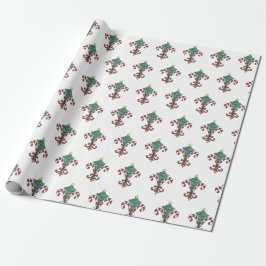 Candy Cane Fleur de Lis inpakpapier