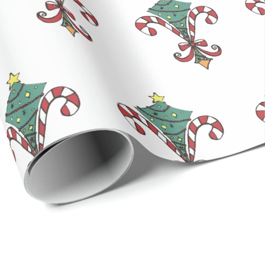 Candy Cane Fleur de Lis inpakpapier (Rol Hoek)