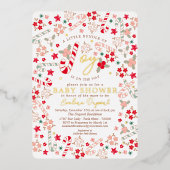 Candy Cane Floral Christmas Baby shower Uitnodigin Folie Uitnodiging (Voorkant)