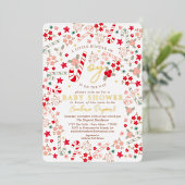 Candy Cane Floral Christmas Baby shower Uitnodigin Folie Uitnodiging (Staand Voorkant)