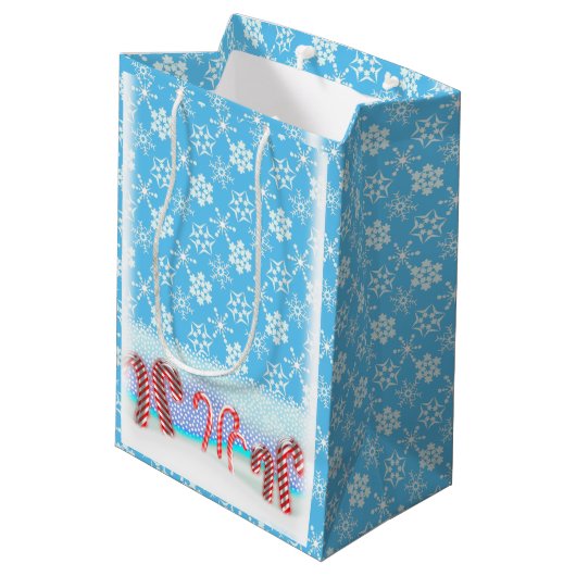 Candy Cane Forest Classic Kerstmis Medium Cadeauzakje (Achterkant Gekanteld)
