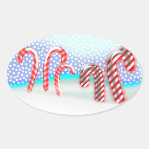 Candy Cane Forest Kerstmis Ovale Sticker