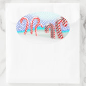 Candy Cane Forest Kerstmis Ovale Sticker (Tas)