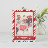 Candy Cane-foto Feestdagenkaart (Staand voorkant)