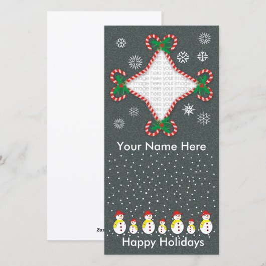 Candy Cane-fotokaart Feestdagenkaart (Voorkant / Achterkant)